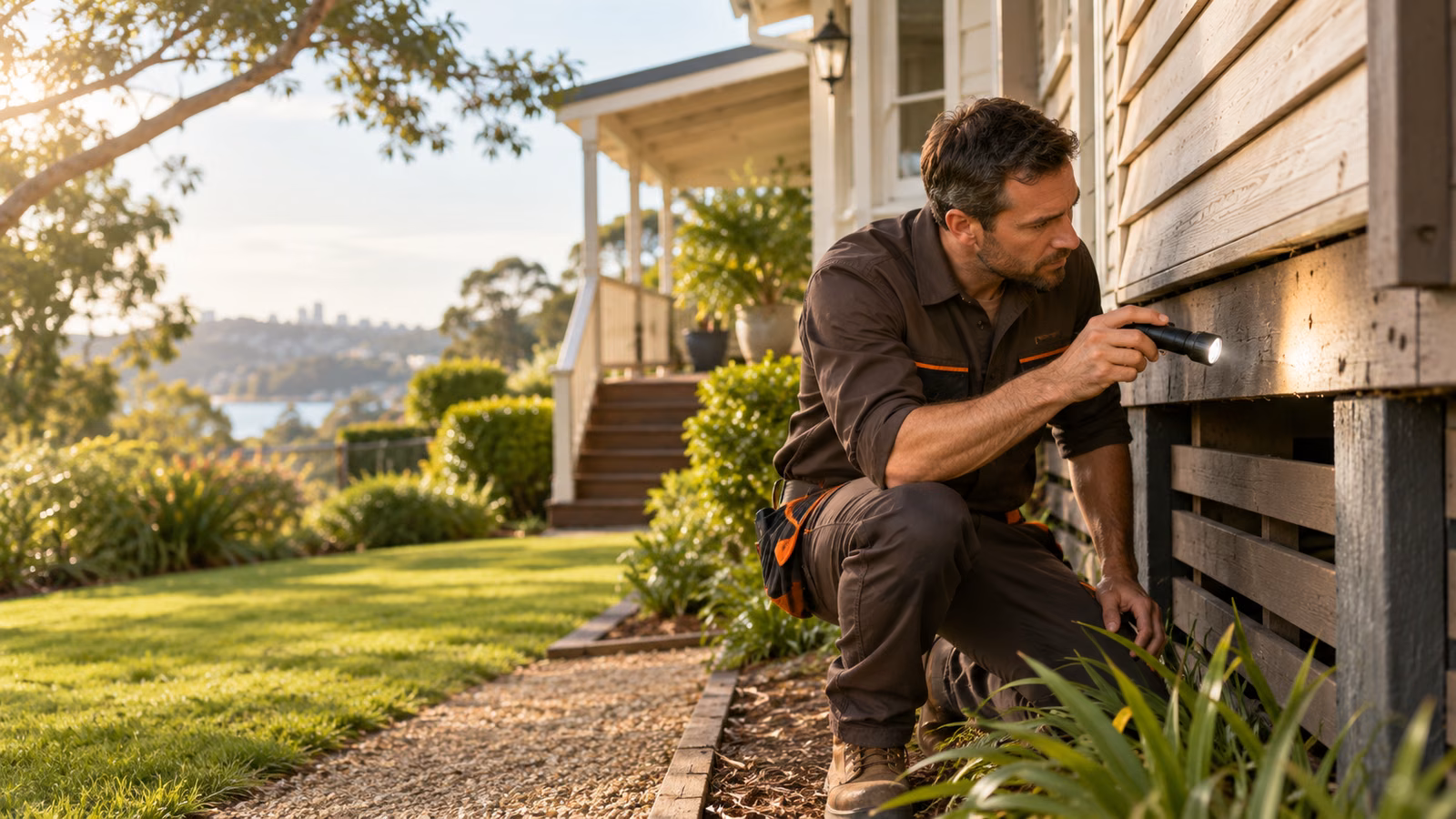 Pest control inspection at a home
