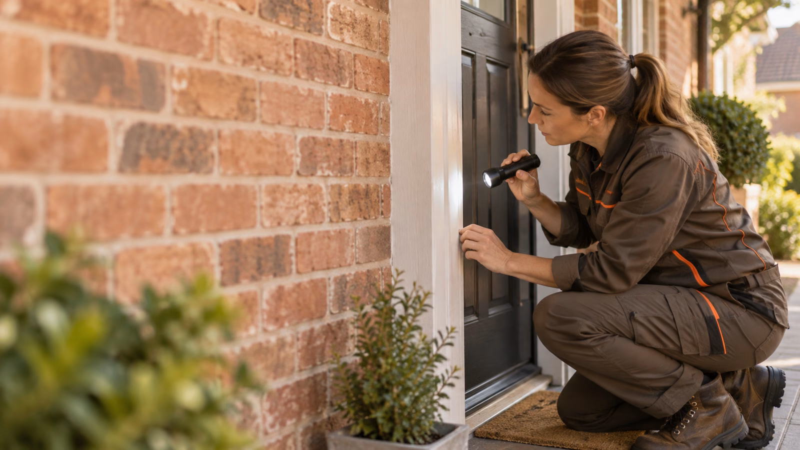 Pest control inspection at a home