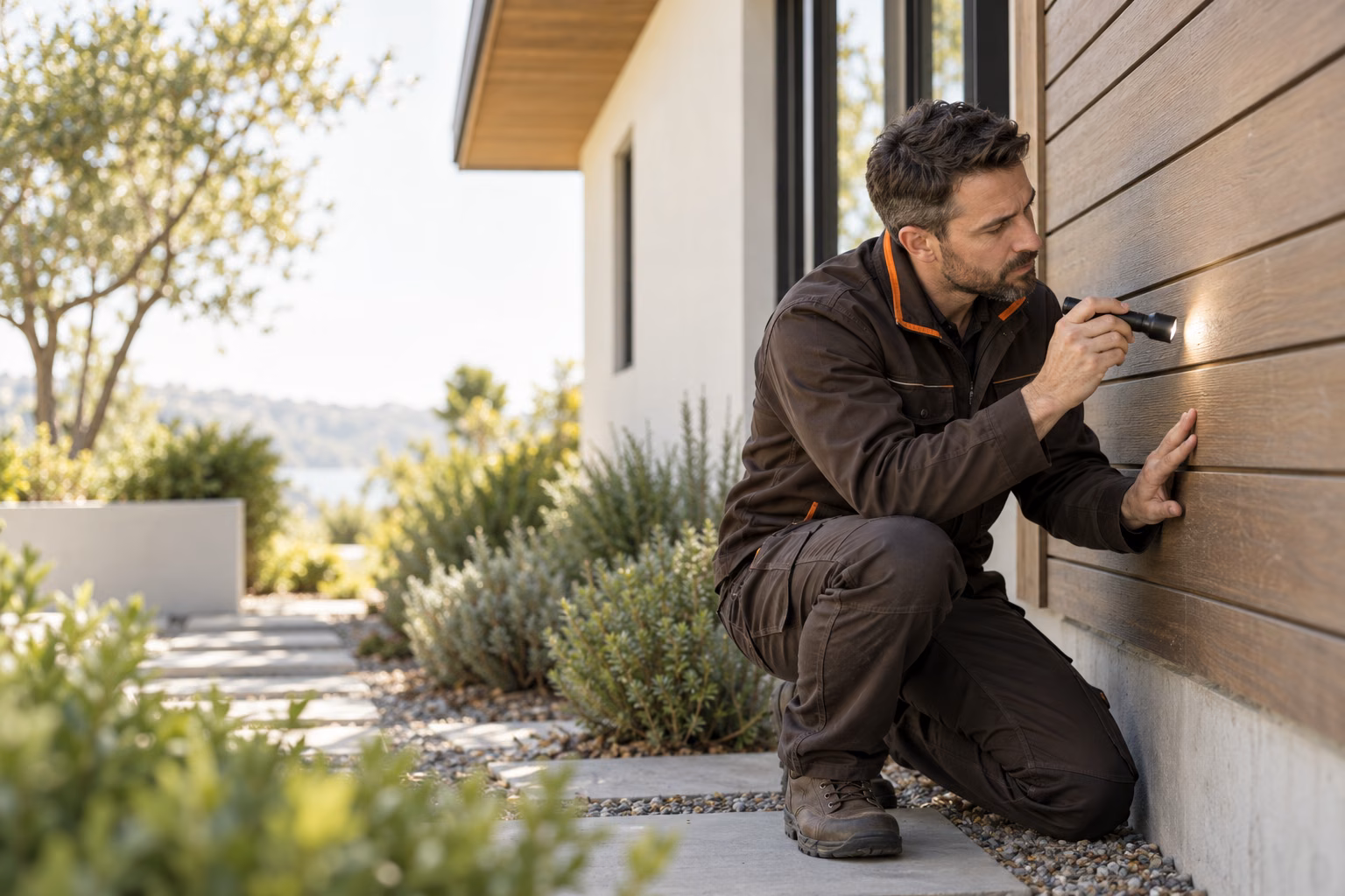 Pest control inspection at a home